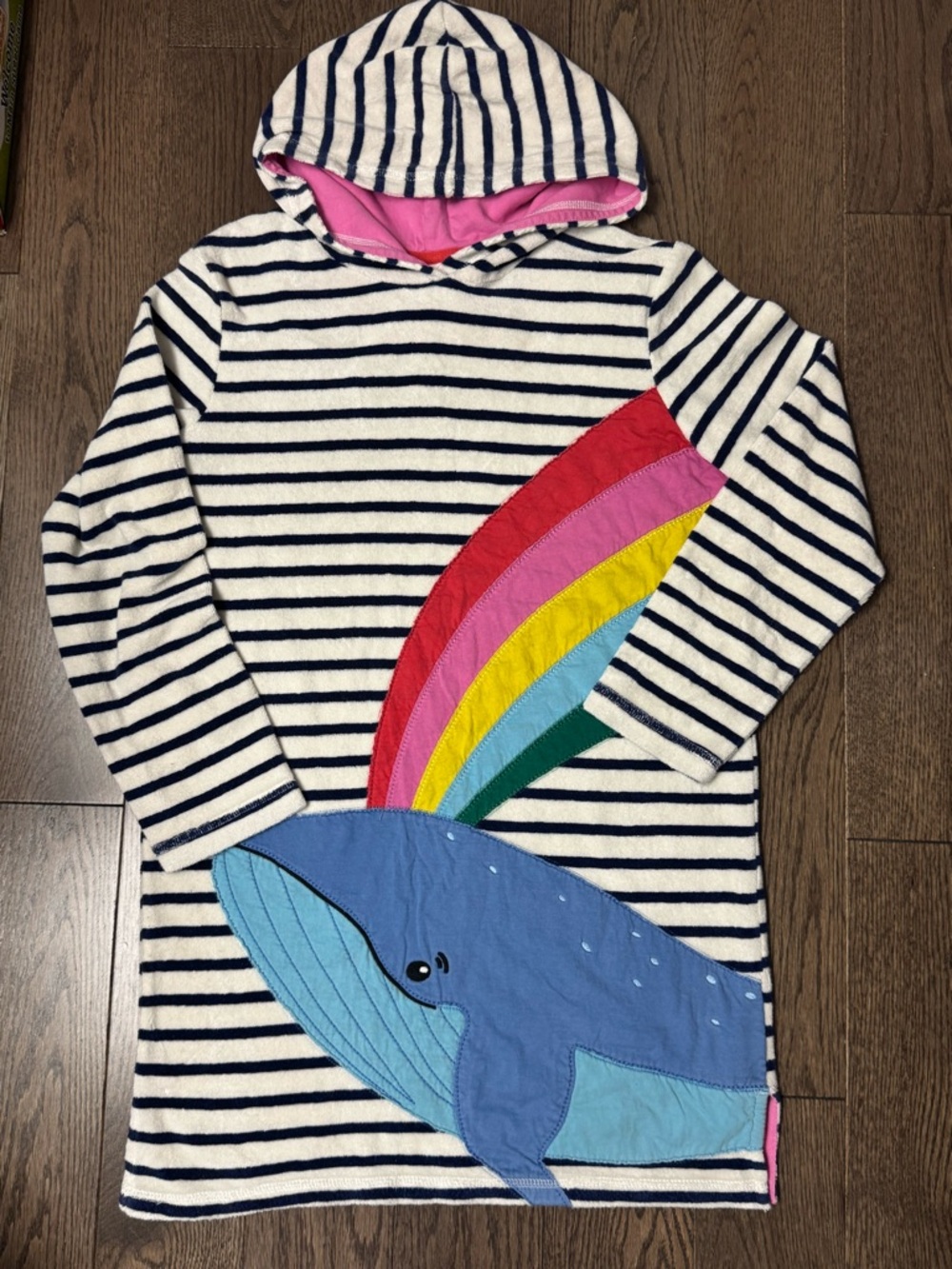 Mini Boden Kids Swim Coverup with whale and rainbow size 11/12